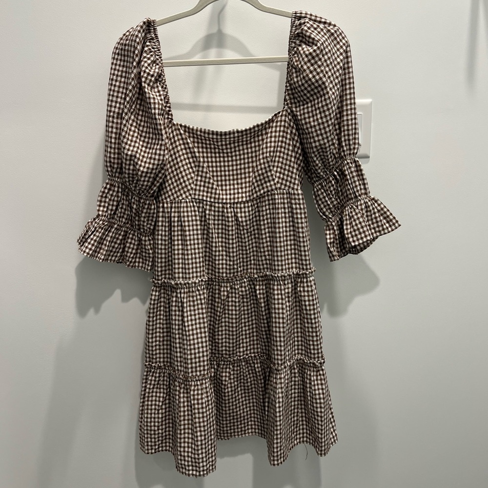 Size S checkered mini dress.